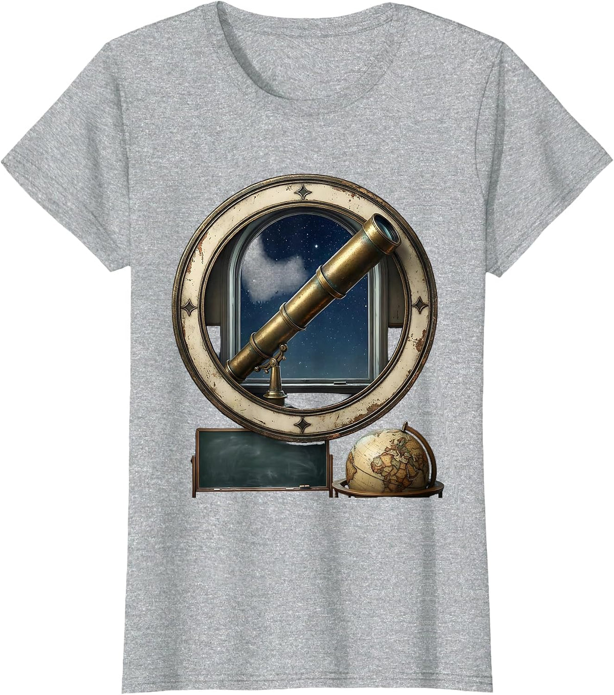 Teacher Astronomer Telescope Classroom Stars Design T-Shirt - Heather Grey
