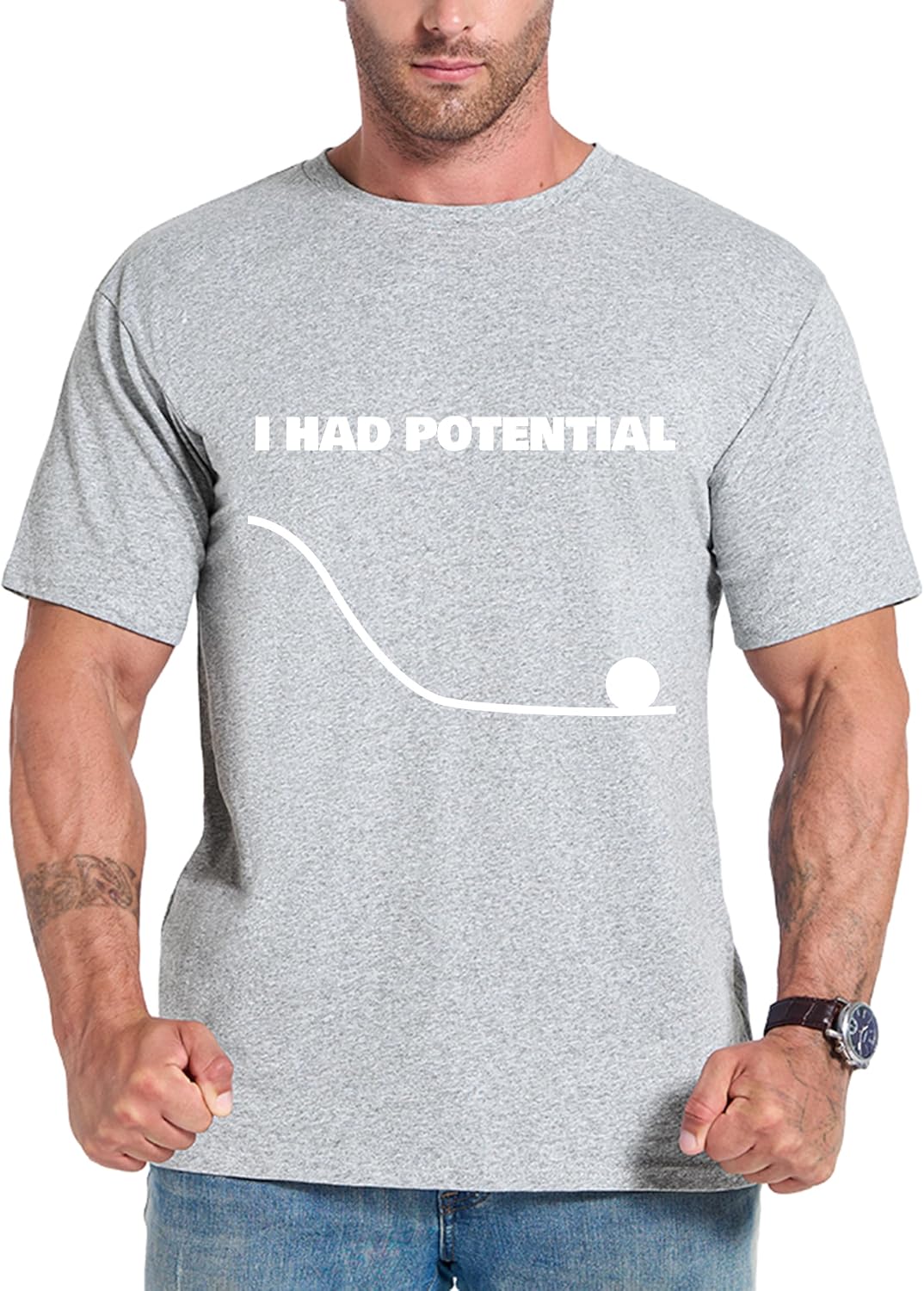 I Had Potential Funny Science T‑Shirt for Men Women – Geek Physics Humor Graphic Tee, Unisex Nerd Gift Top - Grey