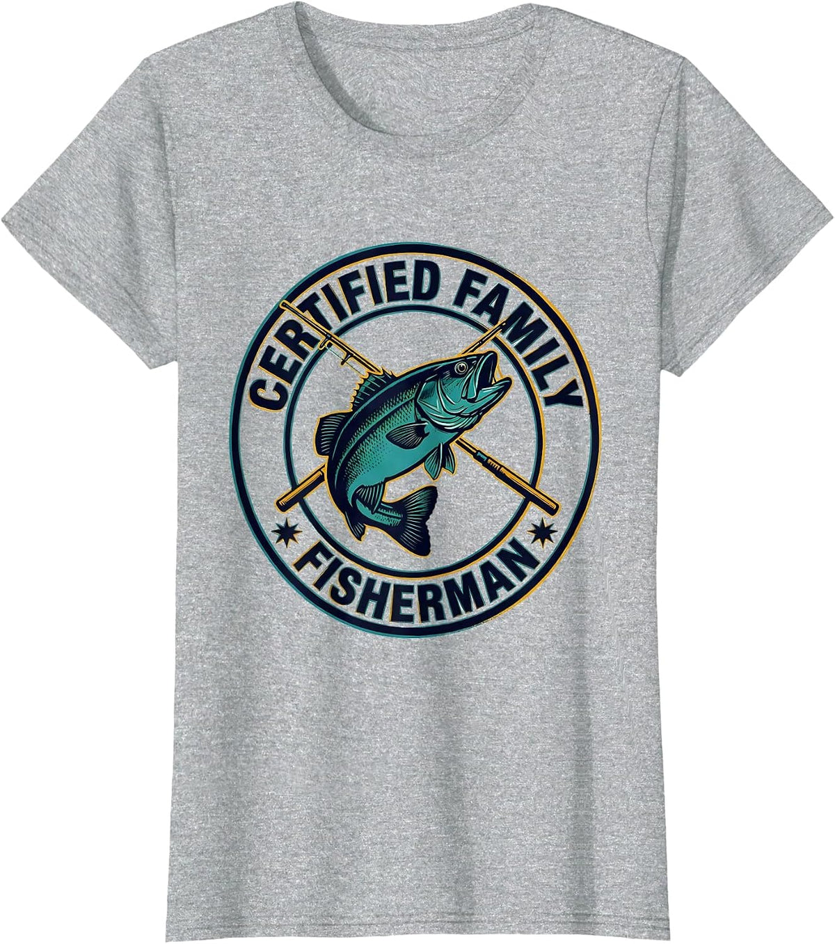 Certified Family Fisherman Funny Fishing Humor Gift T-Shirt - Heather Grey