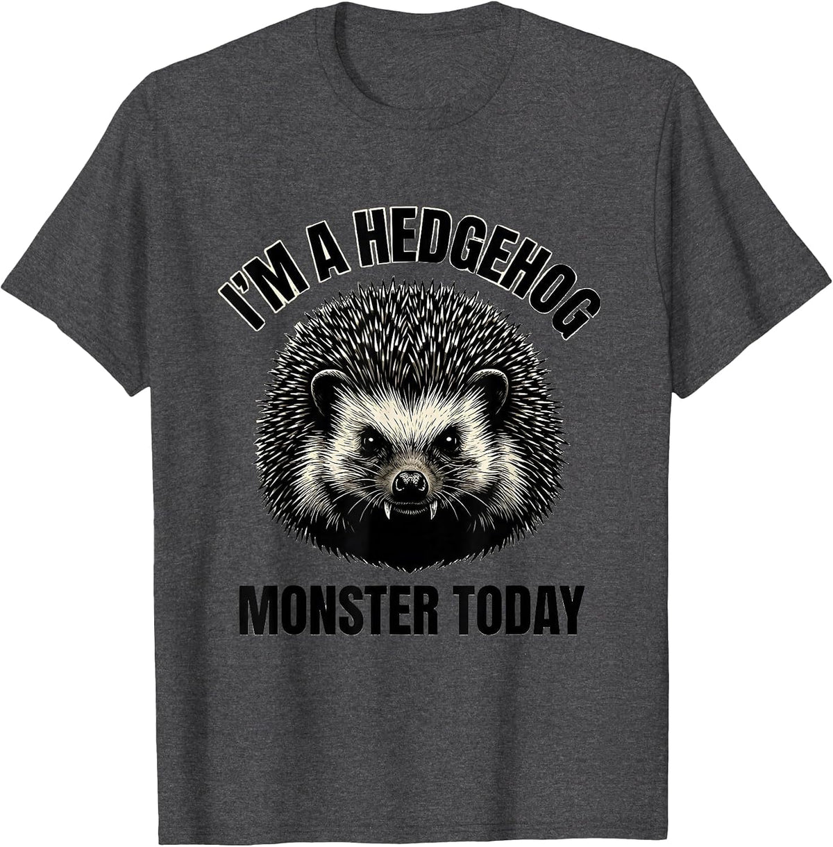 Men's I'm A Hedgehog Monster Today Funny Halloween Costume T-Shirt - Dark Heather Grey
