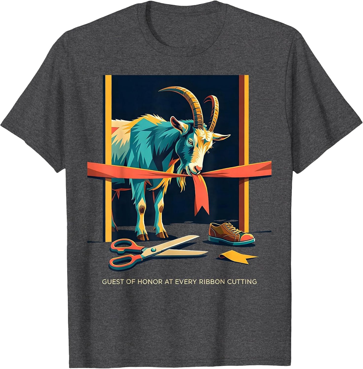 Men's Guest Of Honor At Every Ribbon Cutting Funny Goat Lover T-Shirt - Dark Heather Grey