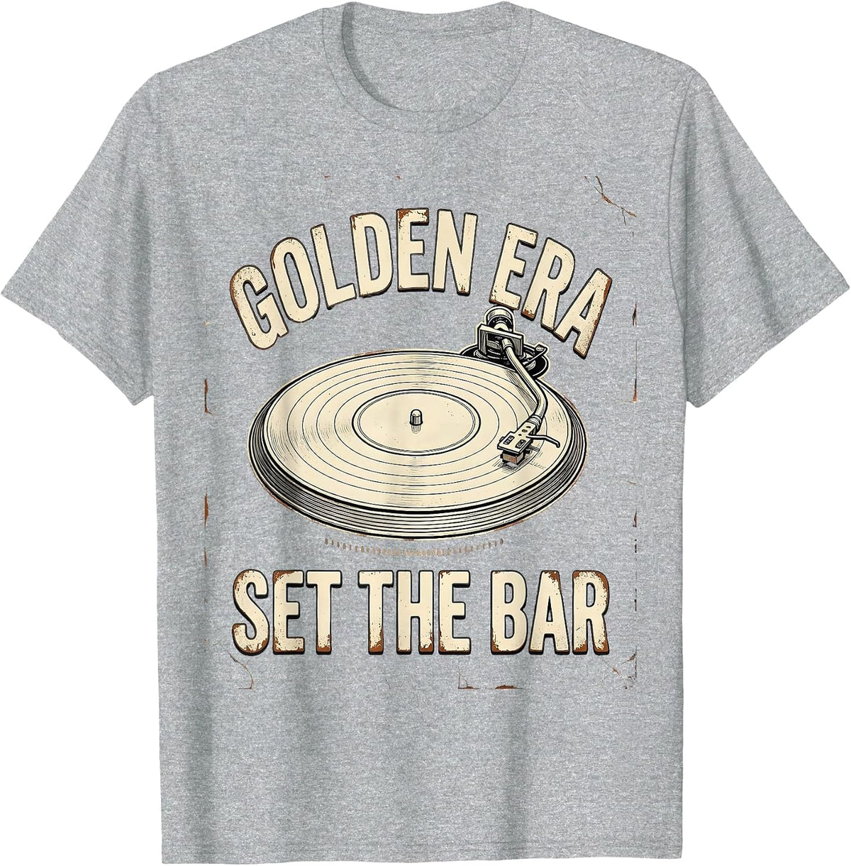 Men's Golden Era Set The Bar Distressed Retro 90s Hip Hop T-Shirt - Heather Grey