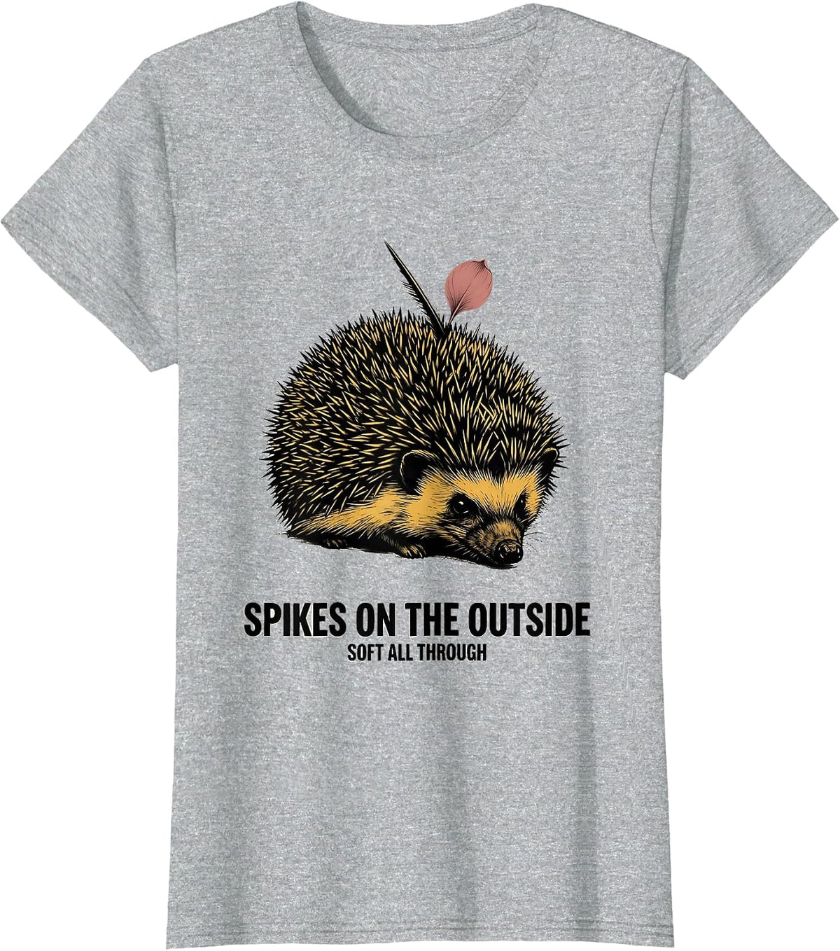 Spikes On The Outside, Soft All Through Cute Hedgehog Lover T-Shirt - Heather Grey