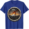 Alaska Snow-Capped Volcano Erupting at Dusk T-Shirt - Royal Blue