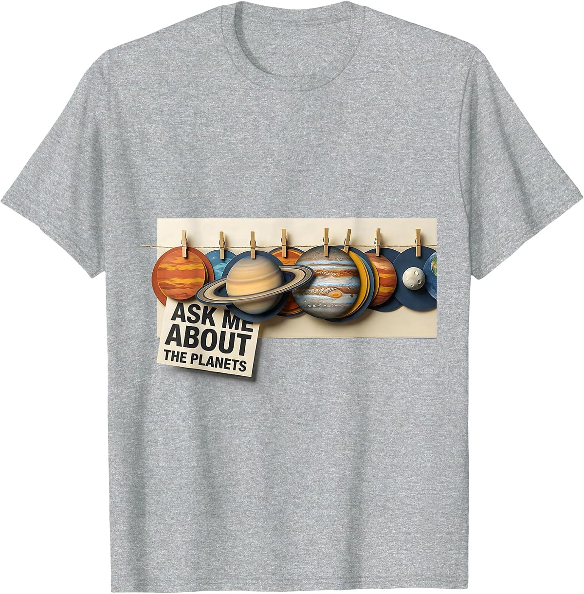 Men's Ask Me About The Planets Funny Solar System Space Enthusiast T-Shirt - Heather Grey