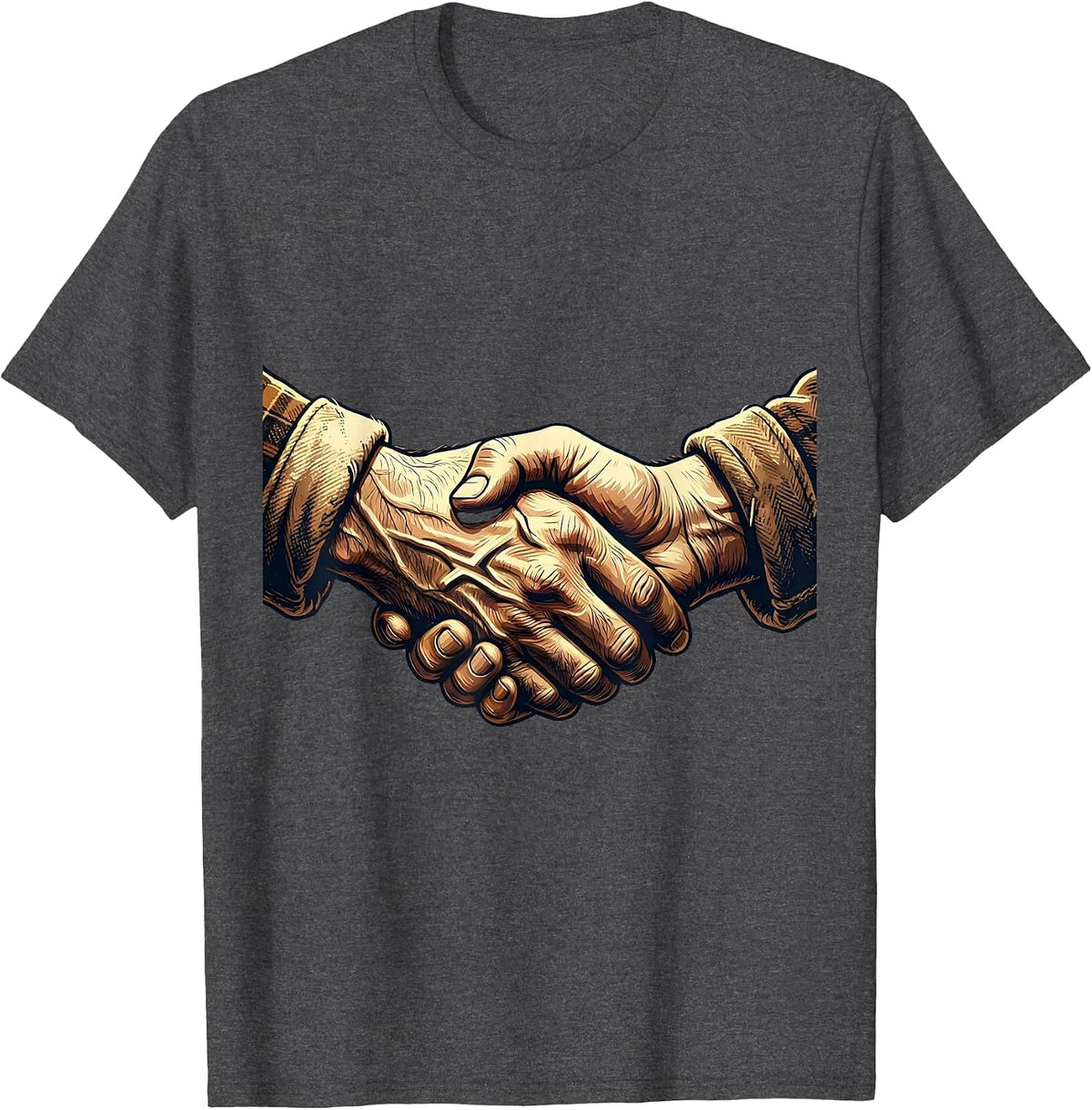 Rugged Handshake Conservative Values Graphic T-Shirt - Dark Heather Grey