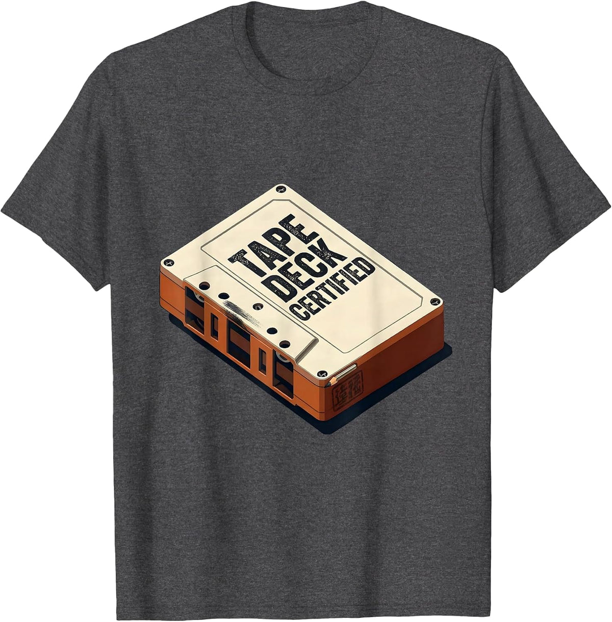 Men's Tape Deck Certified Retro Hip-Hop Golden Era Lyric Quote T-Shirt - Dark Heather Grey