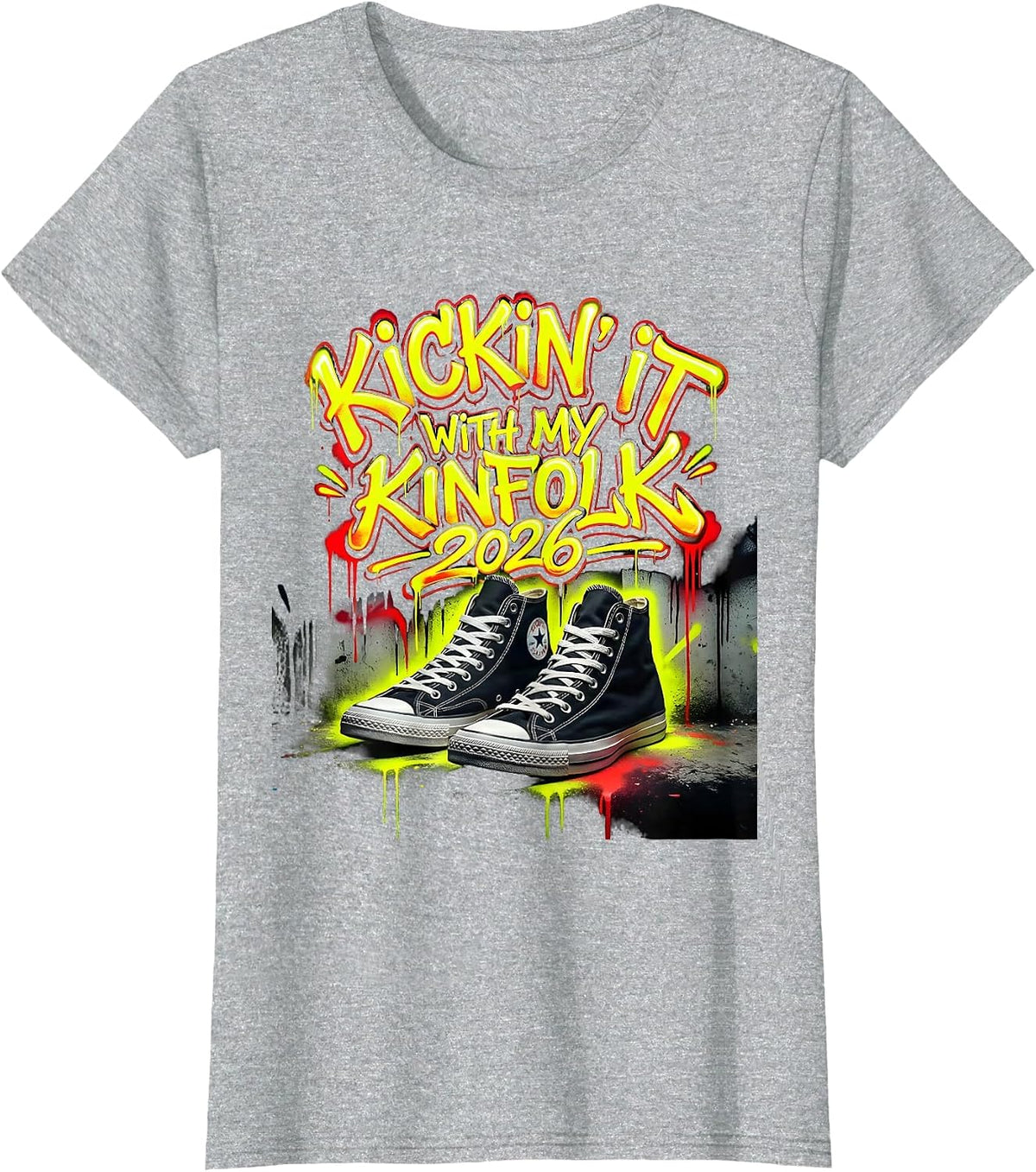 Kickin It With My Kinfolk 2026 Funny Family Reunion Matching T-Shirt - Heather Grey