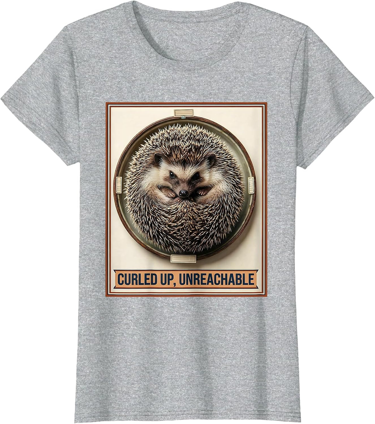 Curled Up, Unreachable Funny Hedgehog Lover Quirky Humor T-Shirt - Heather Grey