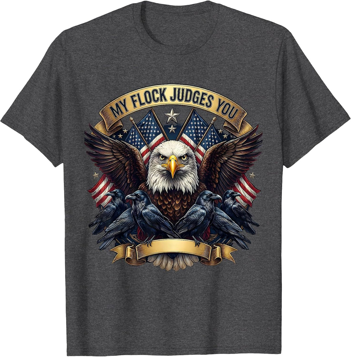 My Flock Judges You Funny Chicken Design T-Shirt - Dark Heather Grey