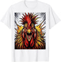 Men's Rooster Mohawk Attitude Punk Chicken Design T-Shirt - White