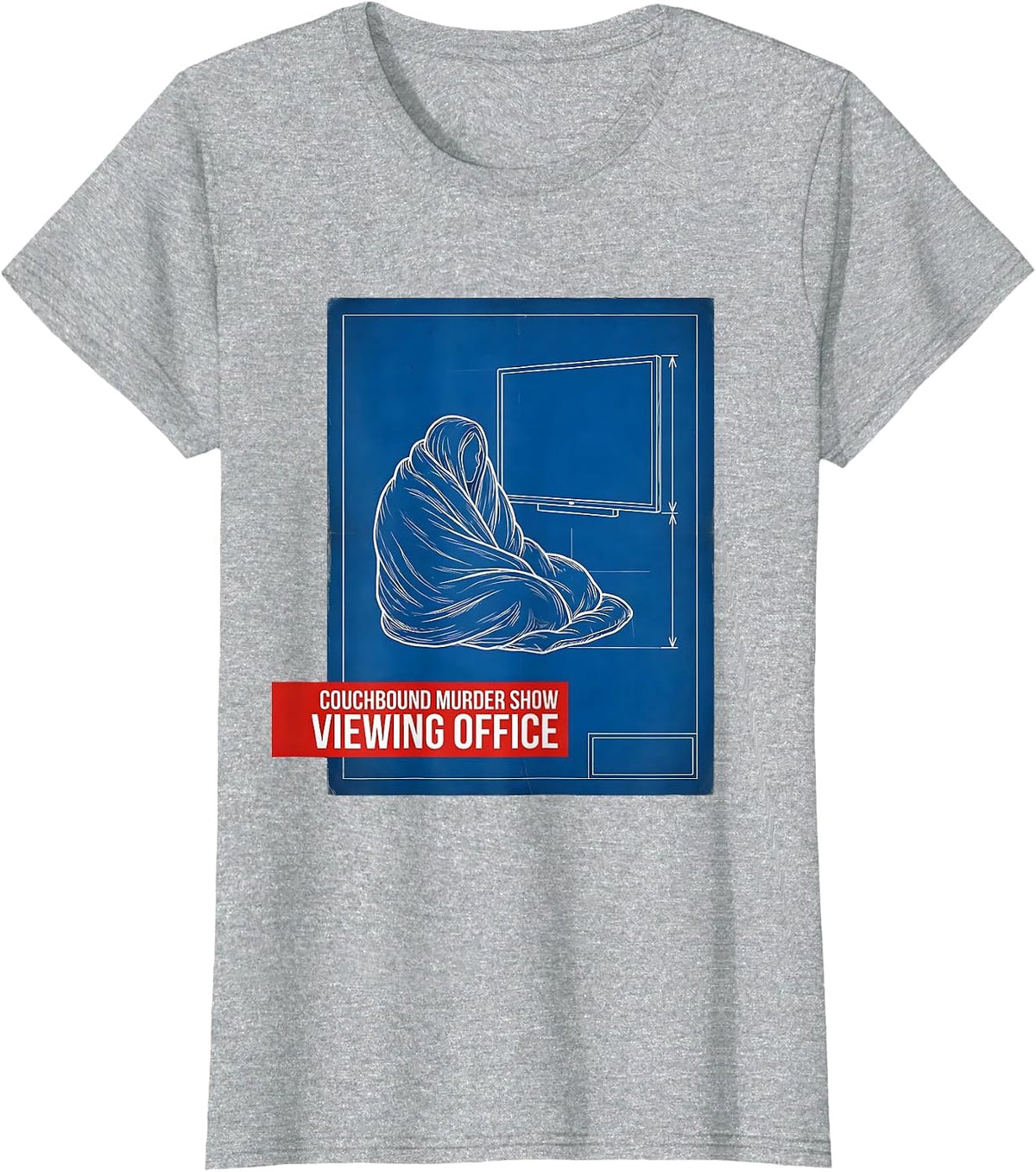 Couchbound Murder Show Viewing Office Funny True Crime Lover T-Shirt - Heather Grey