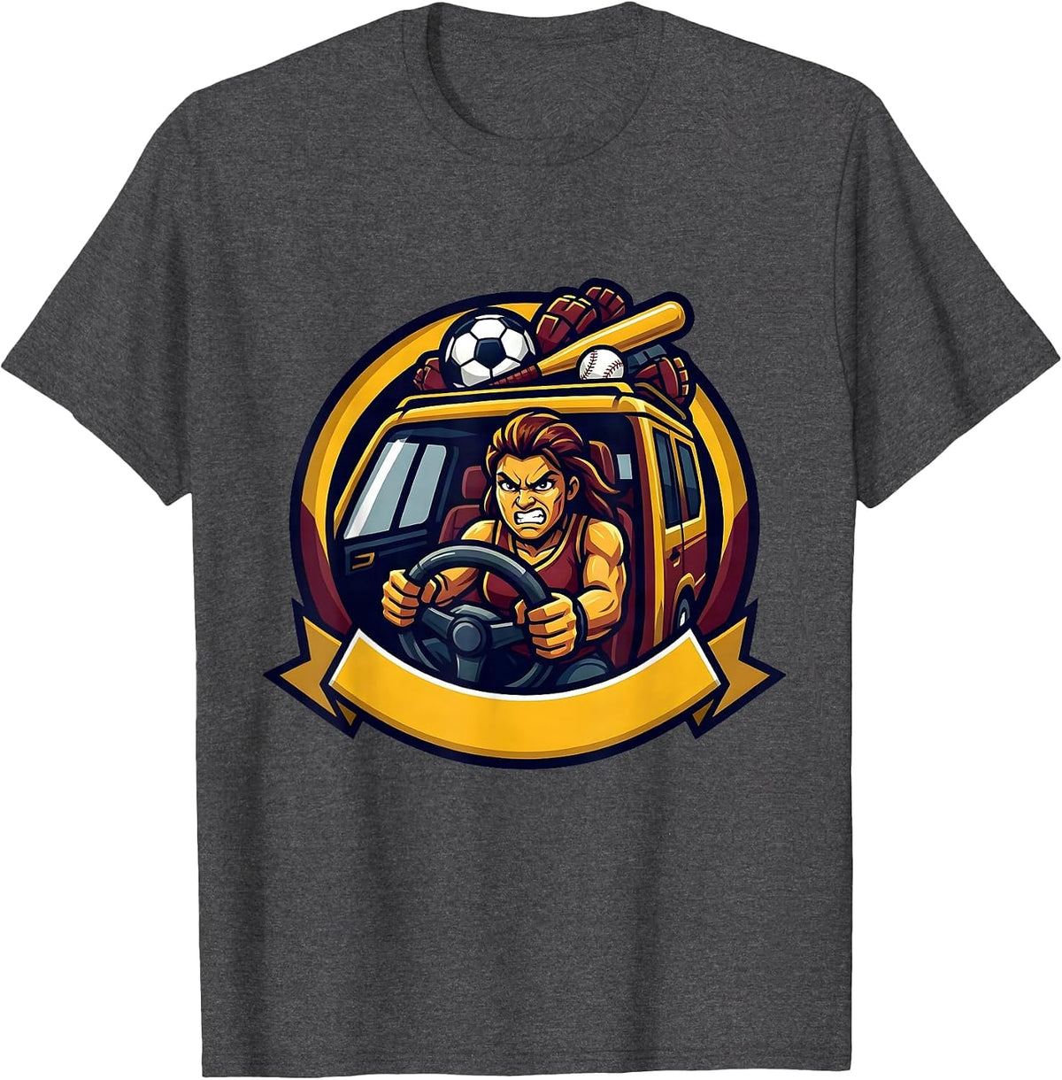 Sports Mom Minivan Graphic Tee T-Shirt - Dark Heather Grey