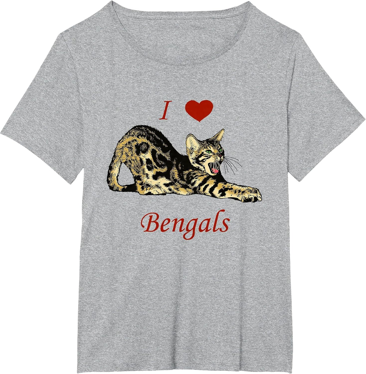 I Love (Heart) Bengals - Domestic Bengal Cat - Kitten - Cats T-Shirt - Heather Grey
