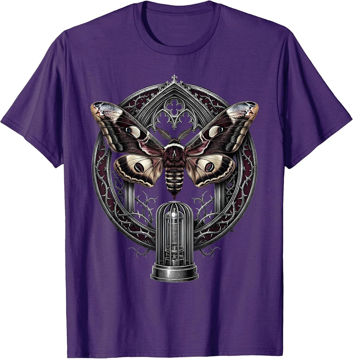 Moth and Glowing Vacuum Tube Classic Rock Art T-Shirt - Purple