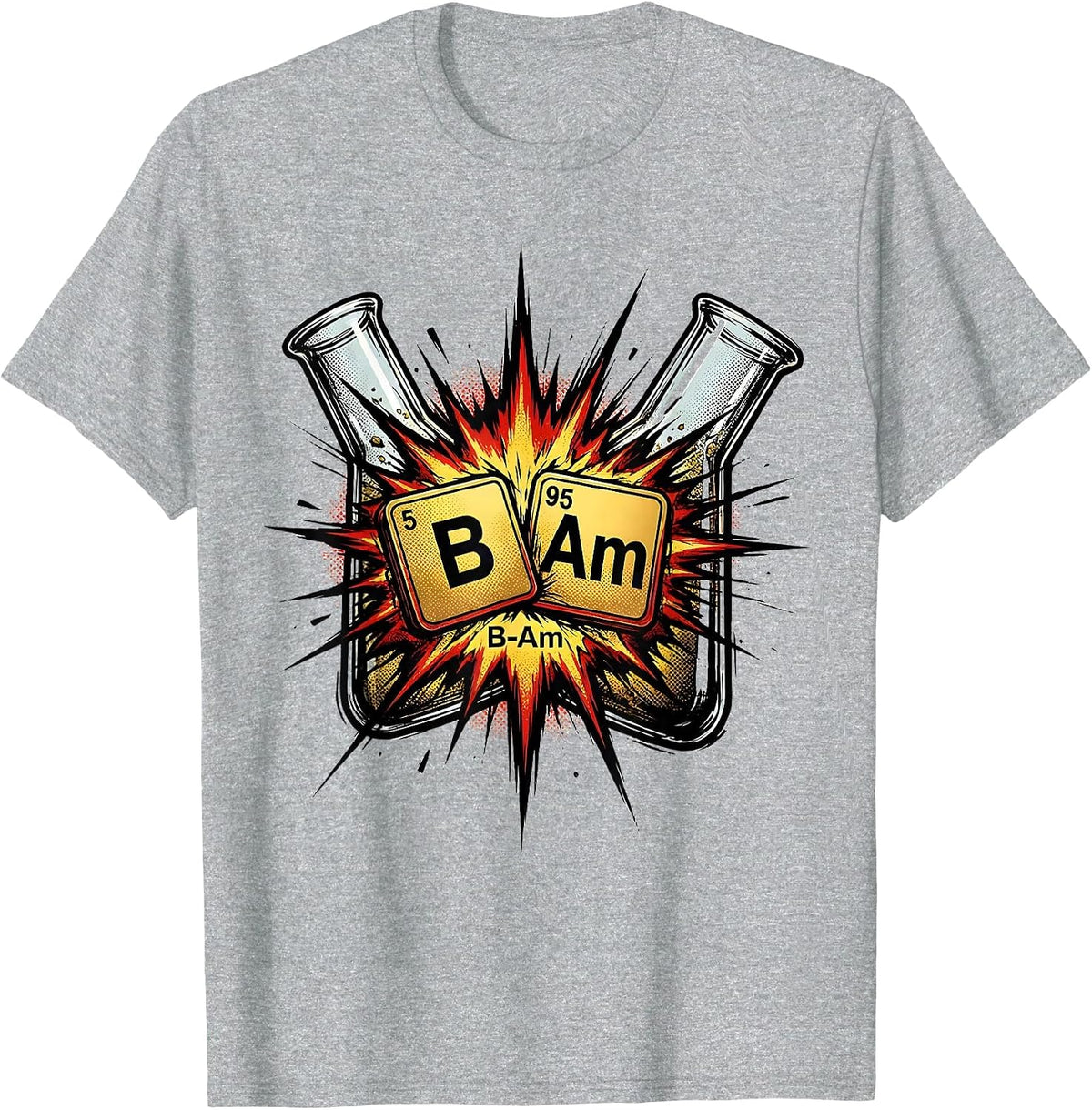 Men's B-Am Comic Book Chemistry Periodic Table Science Geek Gift T-Shirt - Heather Grey