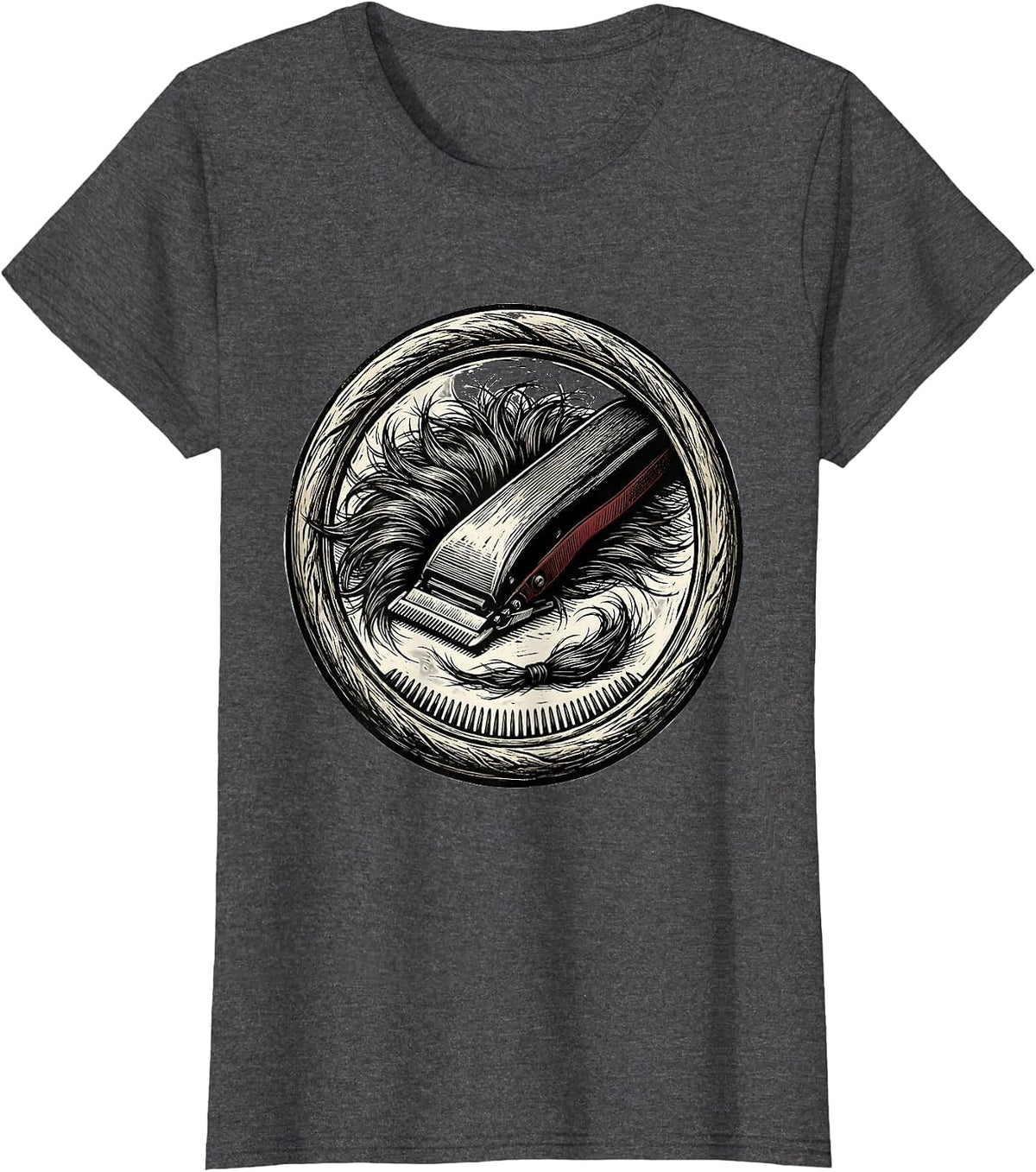 Women's Sealed Clipper Hair Humor Hairdresser Barber Gift T-Shirt - Dark Heather Grey