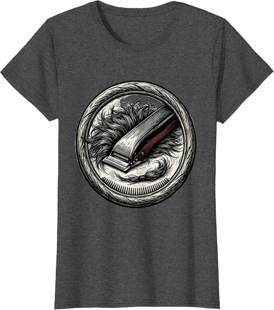 Women's Sealed Clipper Hair Humor Hairdresser Barber Gift T-Shirt - Dark Heather Grey