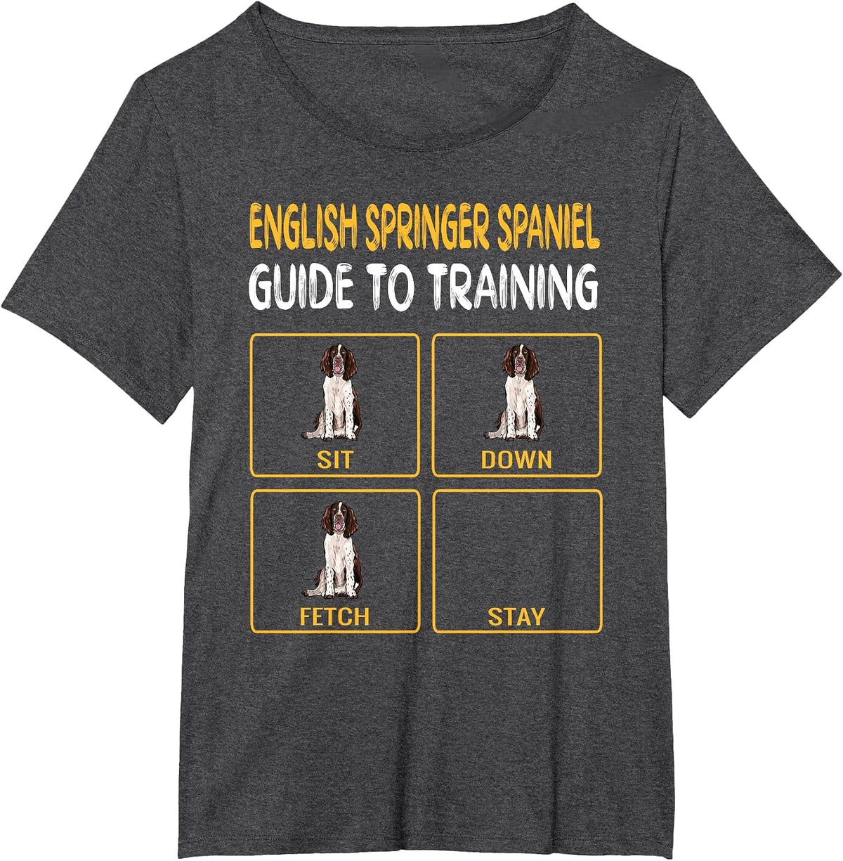 English Springer Spaniel Guide to Training Dog Obedience T-Shirt - Dark Heather Grey