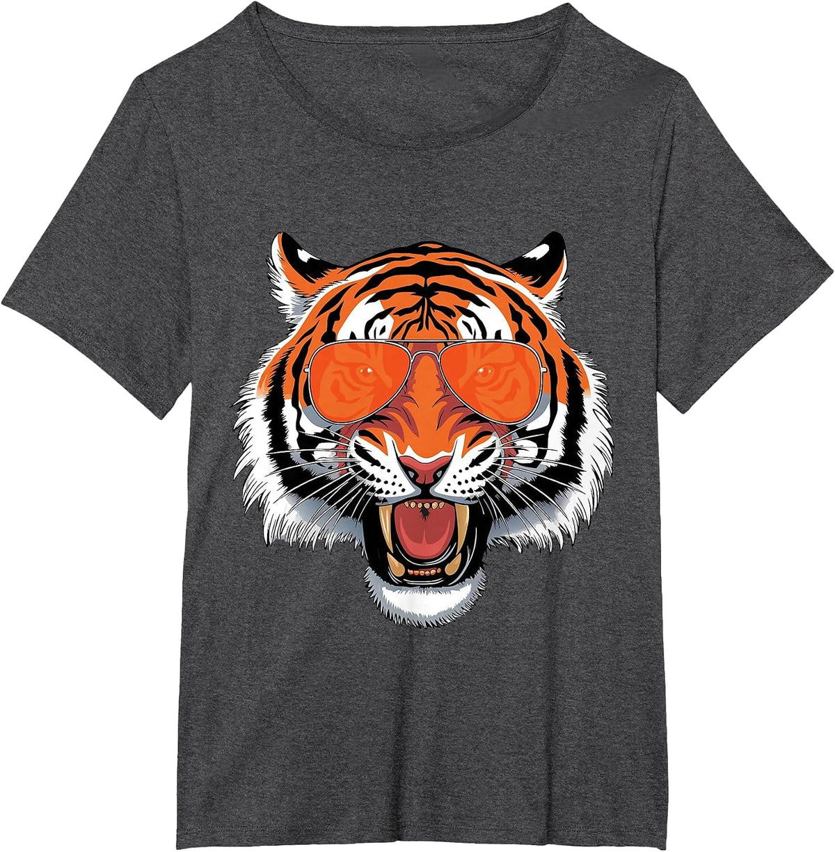 Cool Growling Bengal Tiger with Sunglasses Tees T Shirts for Tiger Lovers - Dark Heather Grey