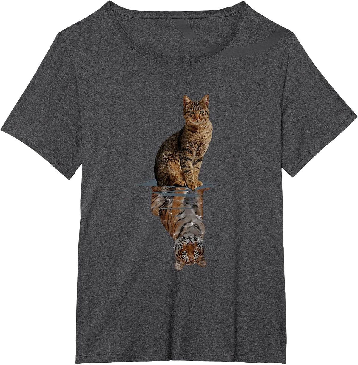 Cats Tiger Reflection Mirror Animal Cats Lovers T-Shirt - Dark Heather Grey