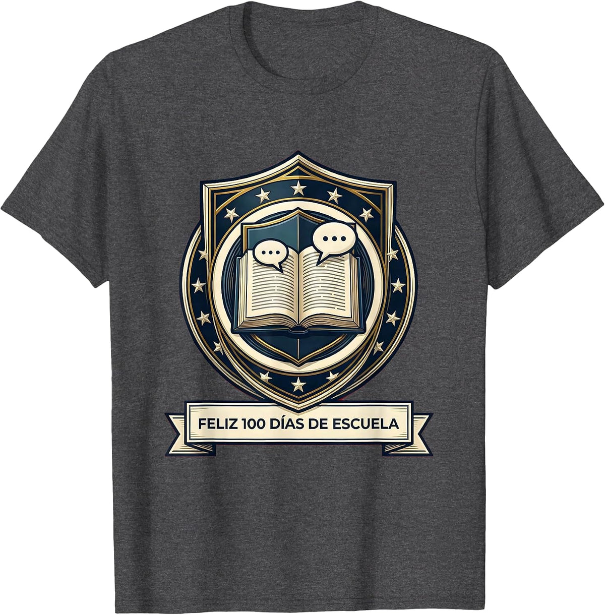 Feliz 100 Días de Escuela Cheerful Spanish Teacher 100th Day T-Shirt - Dark Heather Grey