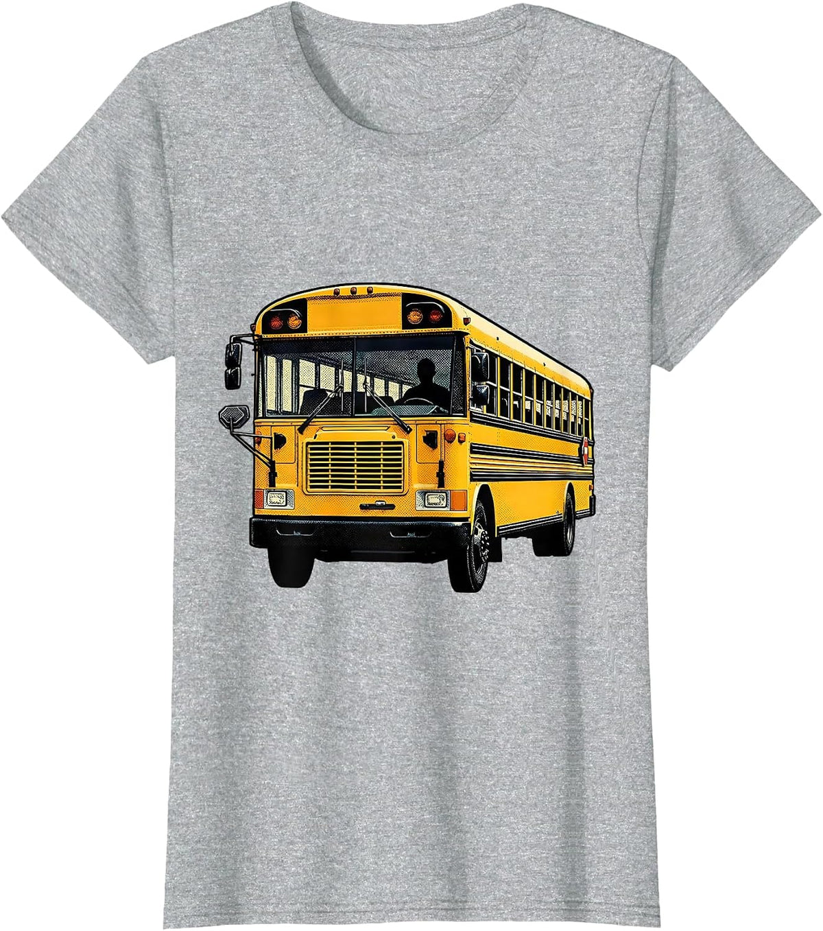 School Bus Driver Appreciation Flat Pop Print Humor T-Shirt - Heather Grey