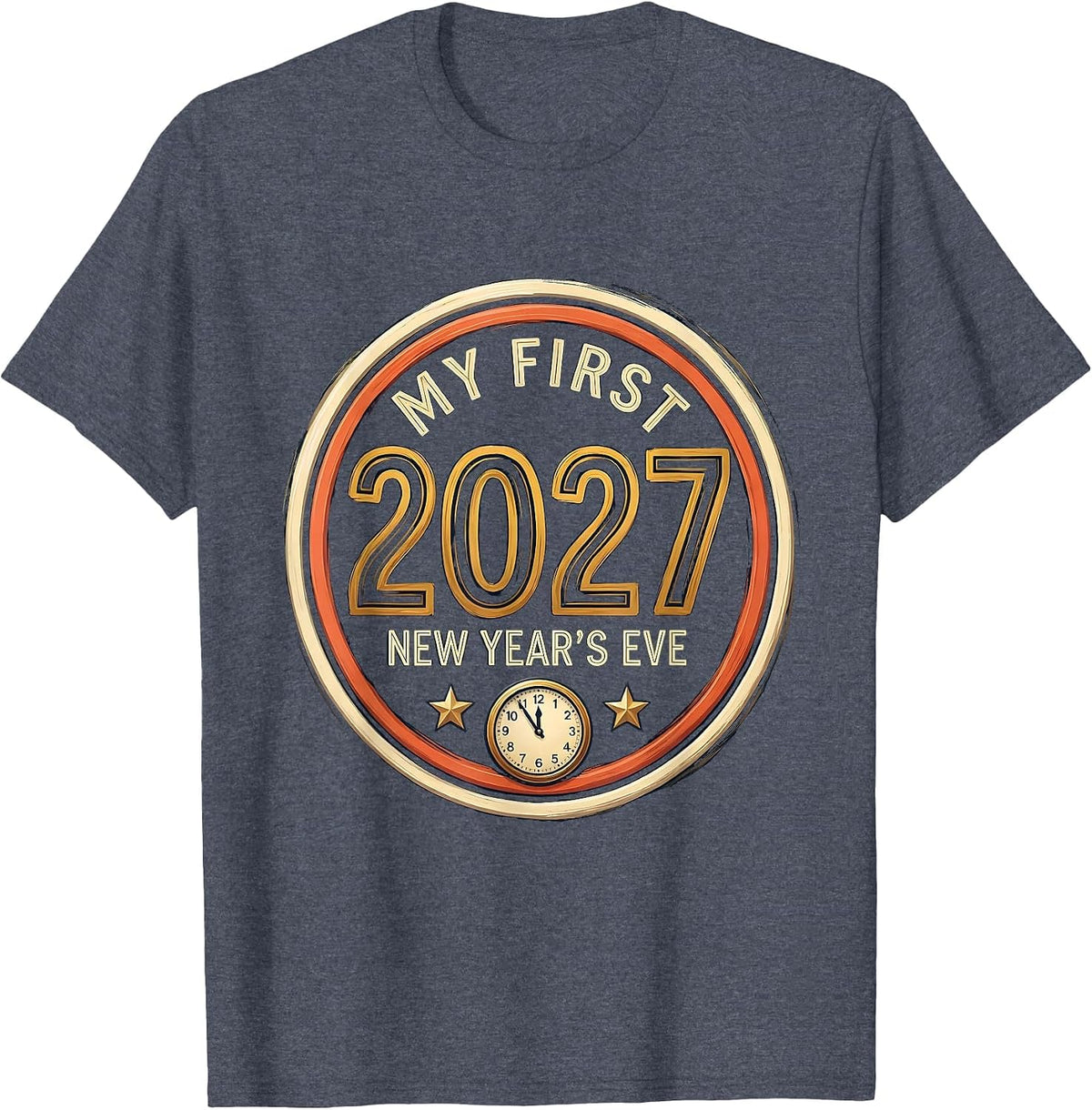 My First New Year's Eve 2027 Festive Baby Milestone Keepsake T-Shirt - Heather Blue