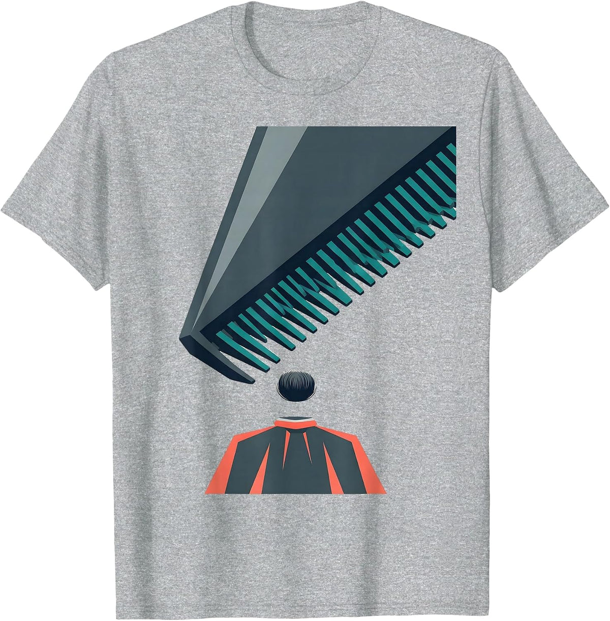 Men's Oversized Geometric Clipper Barber Humor T-Shirt - Heather Grey
