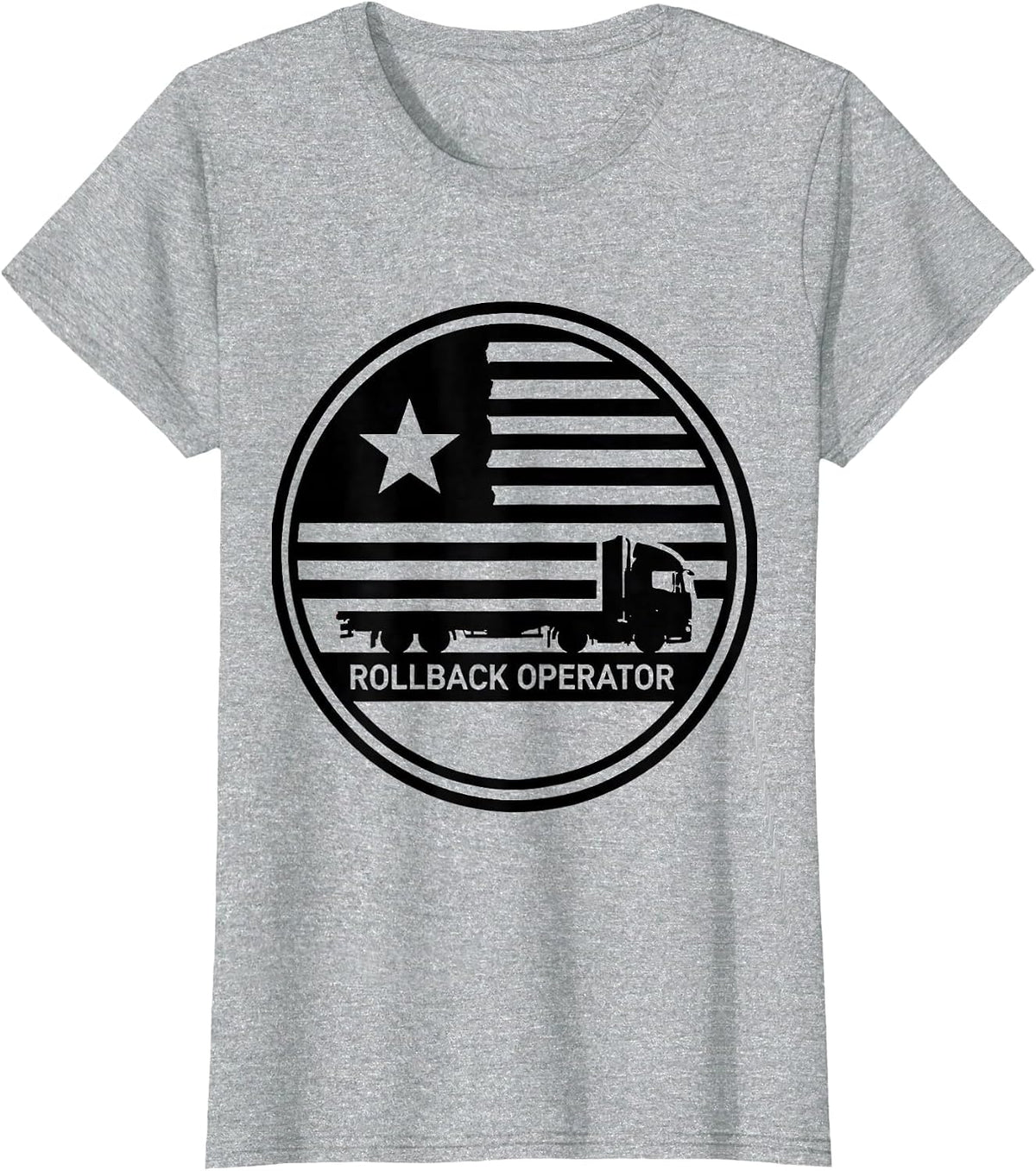 Rollback Operator Patriotic Truck Driver American Flag T-Shirt - Heather Grey