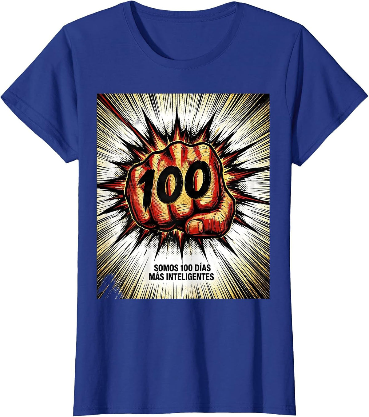 Women's Somos 100 Días Más Inteligentes Comic Book Spanish Teacher T-Shirt - Royal Blue