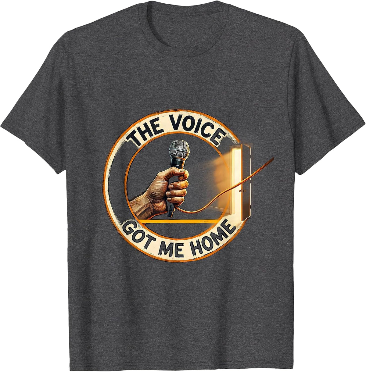 Men's The Voice Got Me Home 911 Dispatcher Emergency Dispatch Thin T-Shirt - Dark Heather Grey