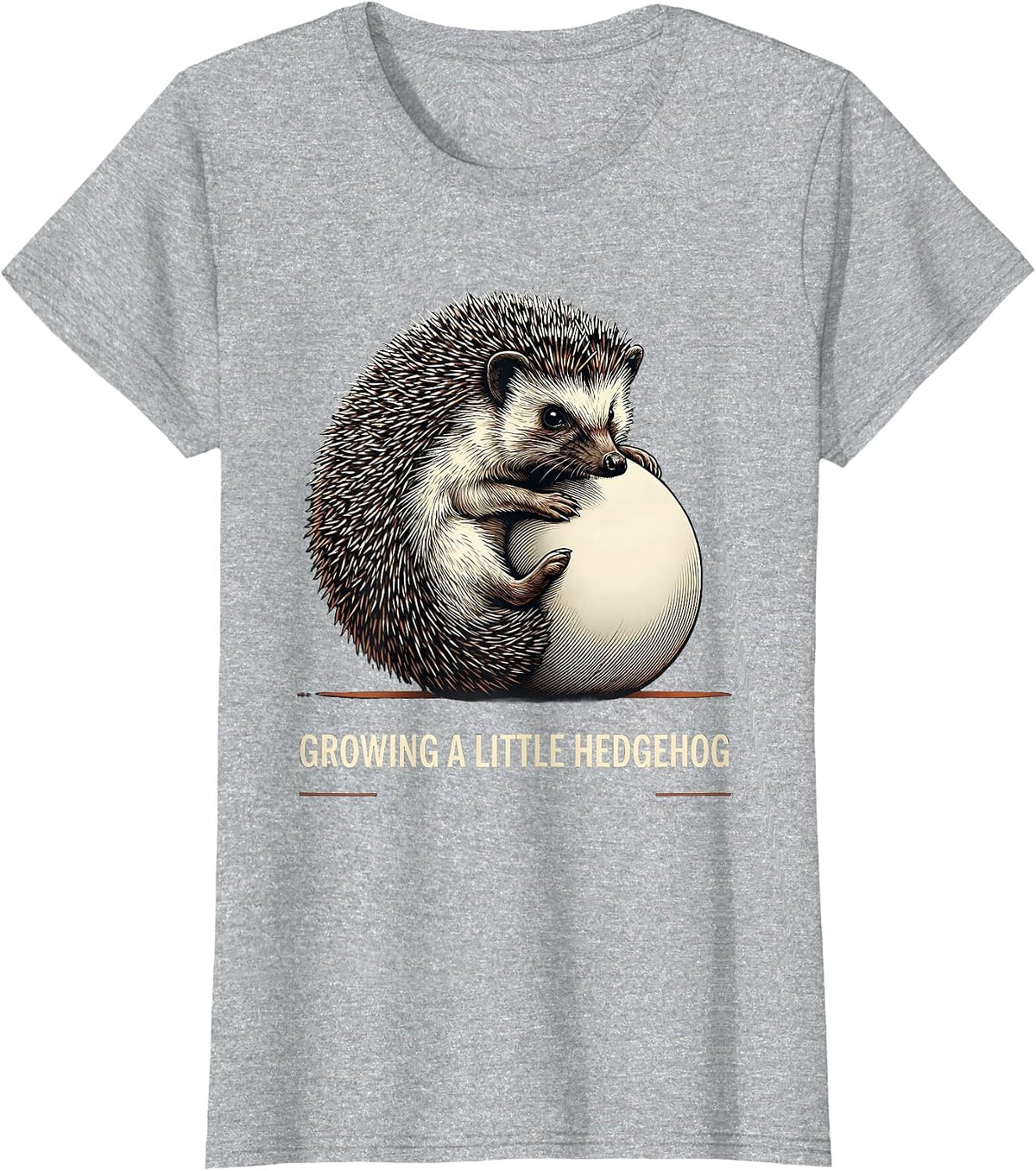 Women's Growing A Little Hedgehog Funny Pregnancy Announcement Mom T-Shirt - Heather Grey