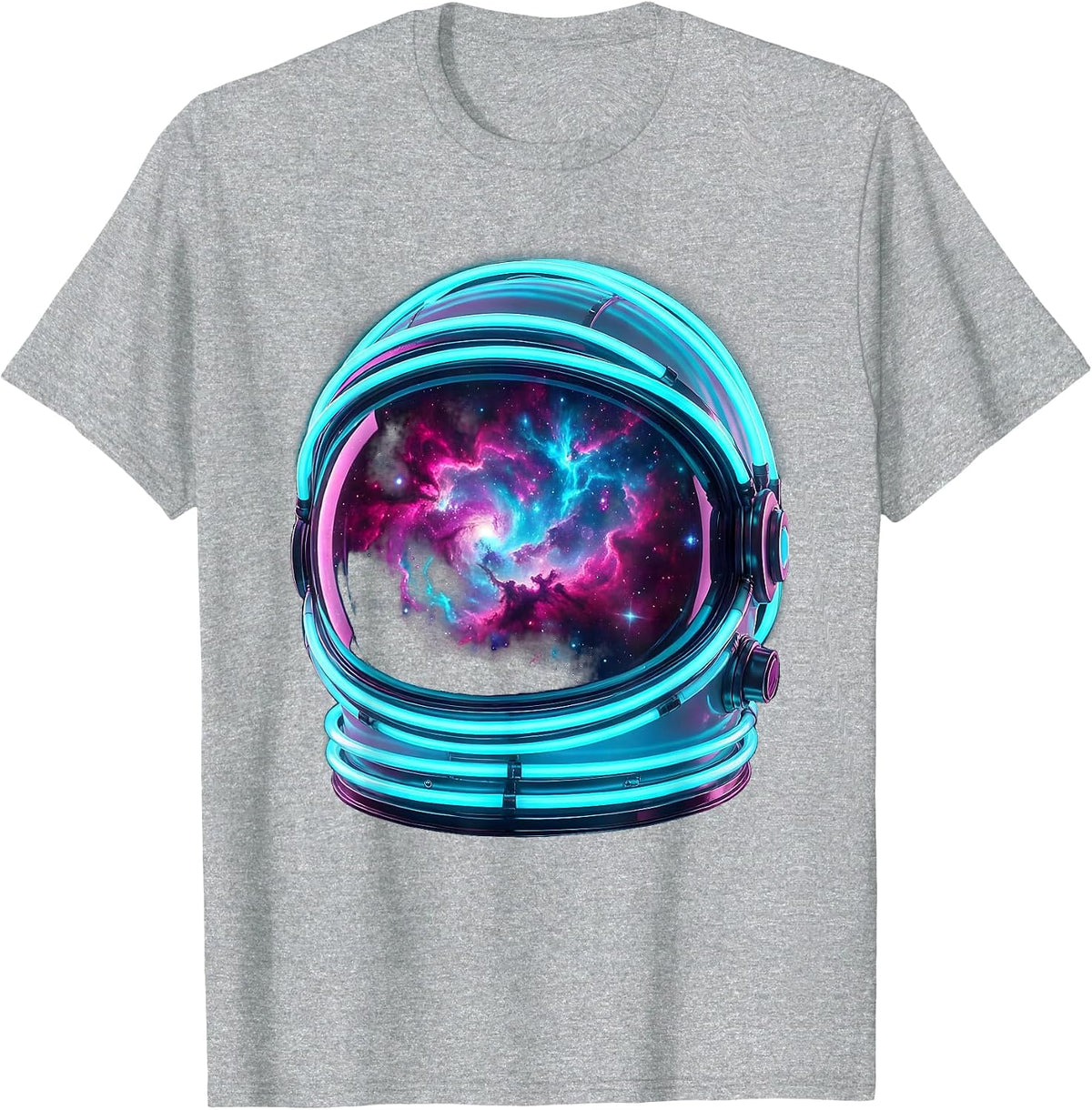 Men's Astronaut Helmet Nebula Reflection Space Art T-Shirt - Heather Grey