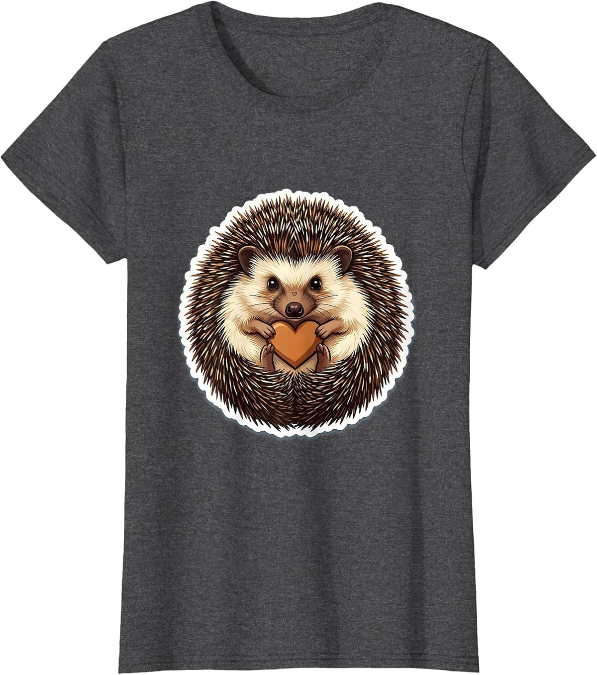 Women's Cute Hedgehog Curled Ball Hedgehog Lover Gift T-Shirt - Dark Heather Grey