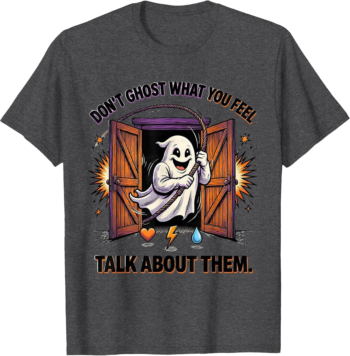 Don't Ghost What You Feel Comic Book School Counselor T-Shirt - Dark Heather Grey