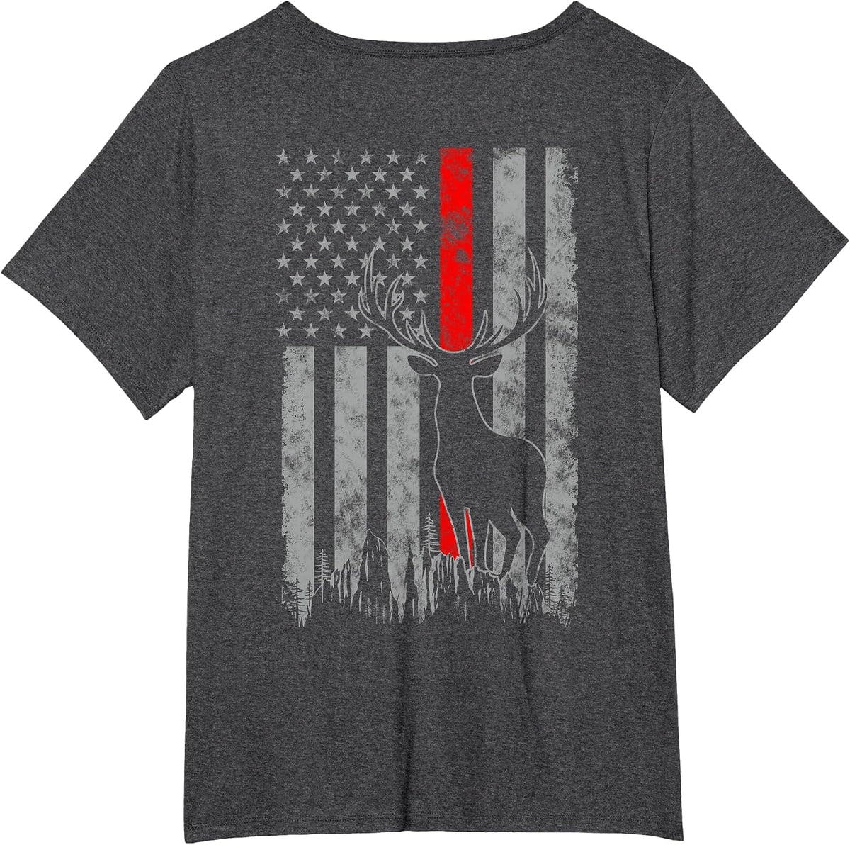 Thin red line Whitetail Deer Hunting Flag T-Shirt - Dark Heather Grey