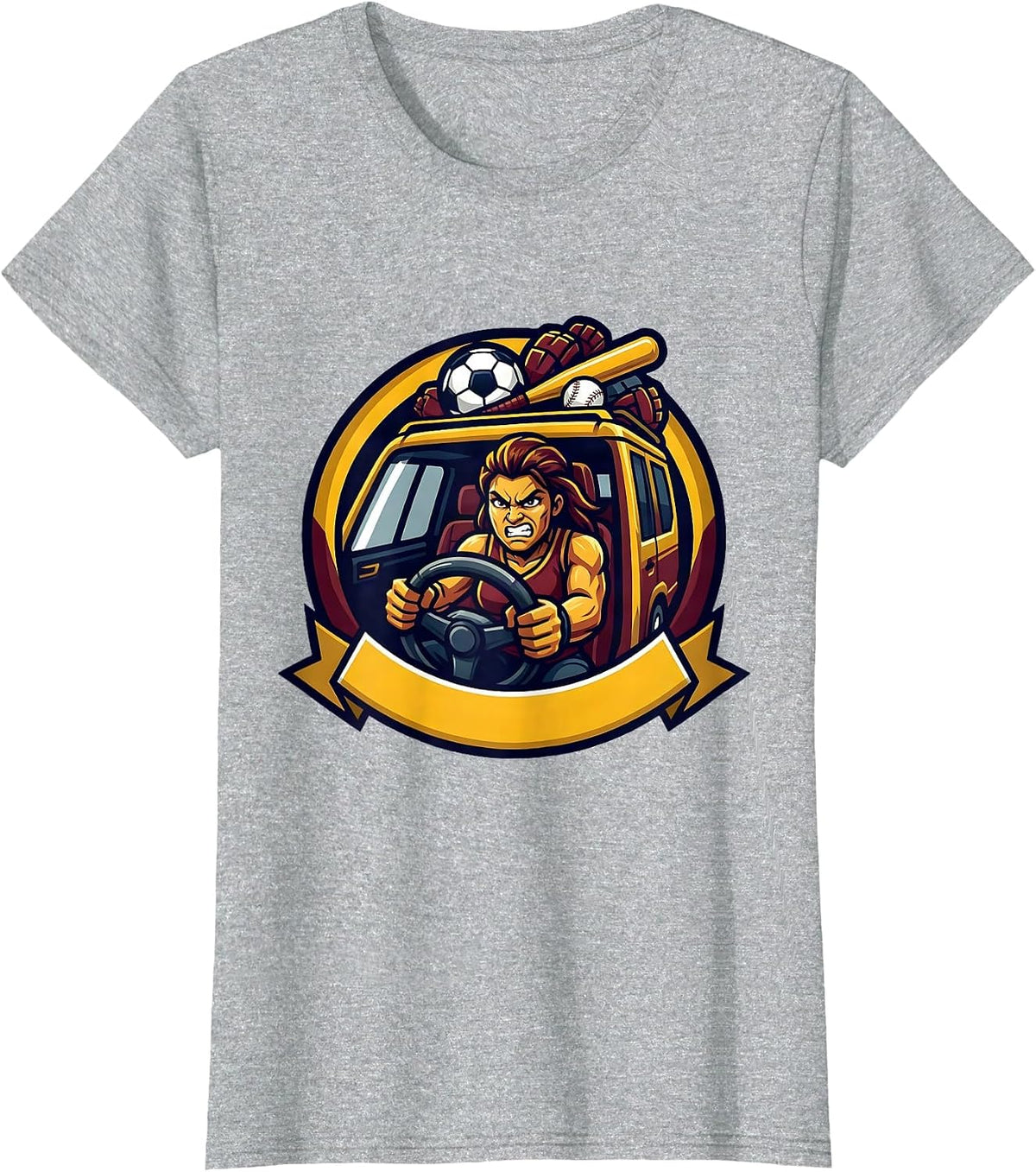 Sports Mom Minivan Graphic Tee T-Shirt - Heather Grey