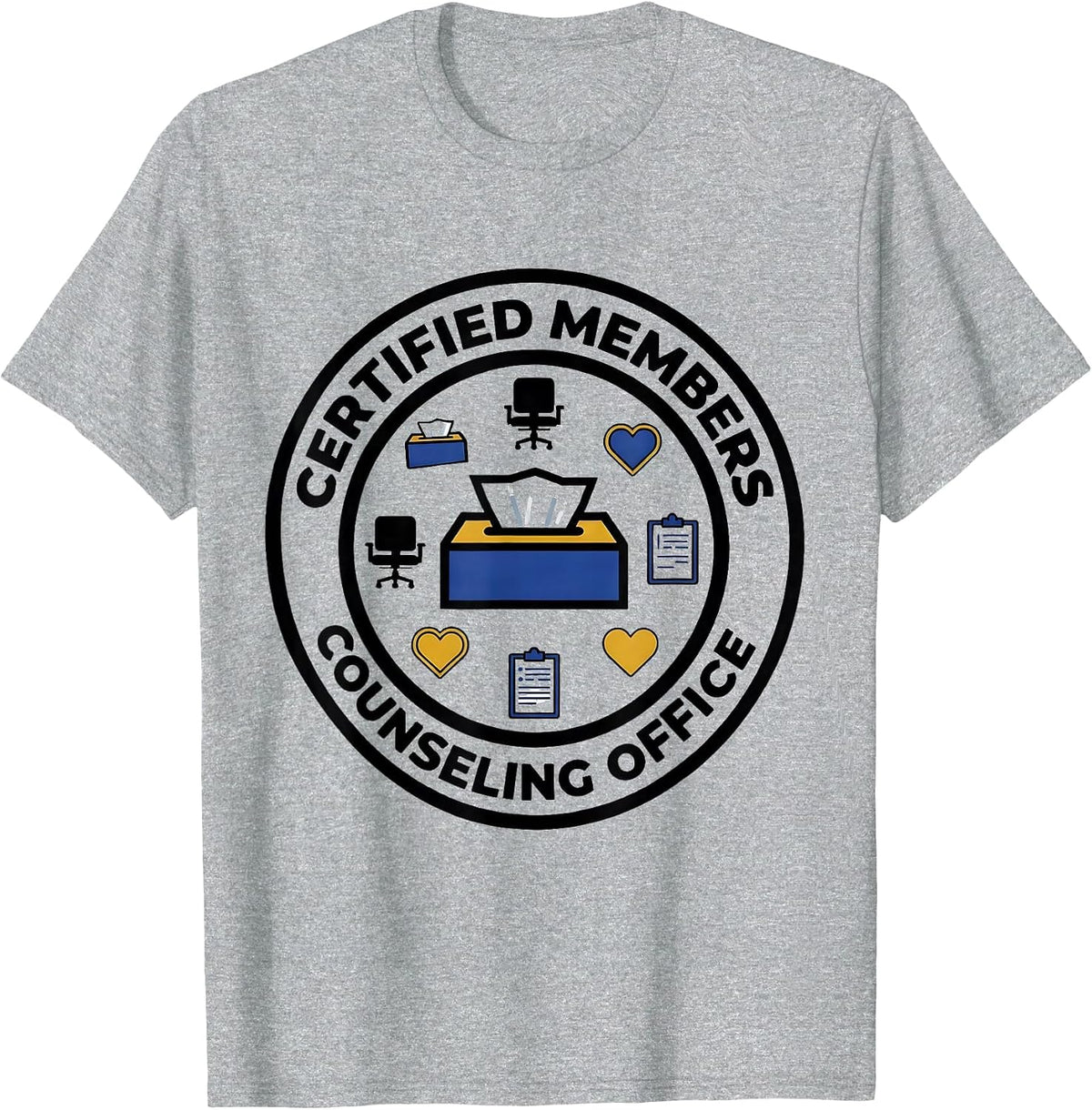 Men's Certified Members Counseling Office Geometric School T-Shirt - Heather Grey