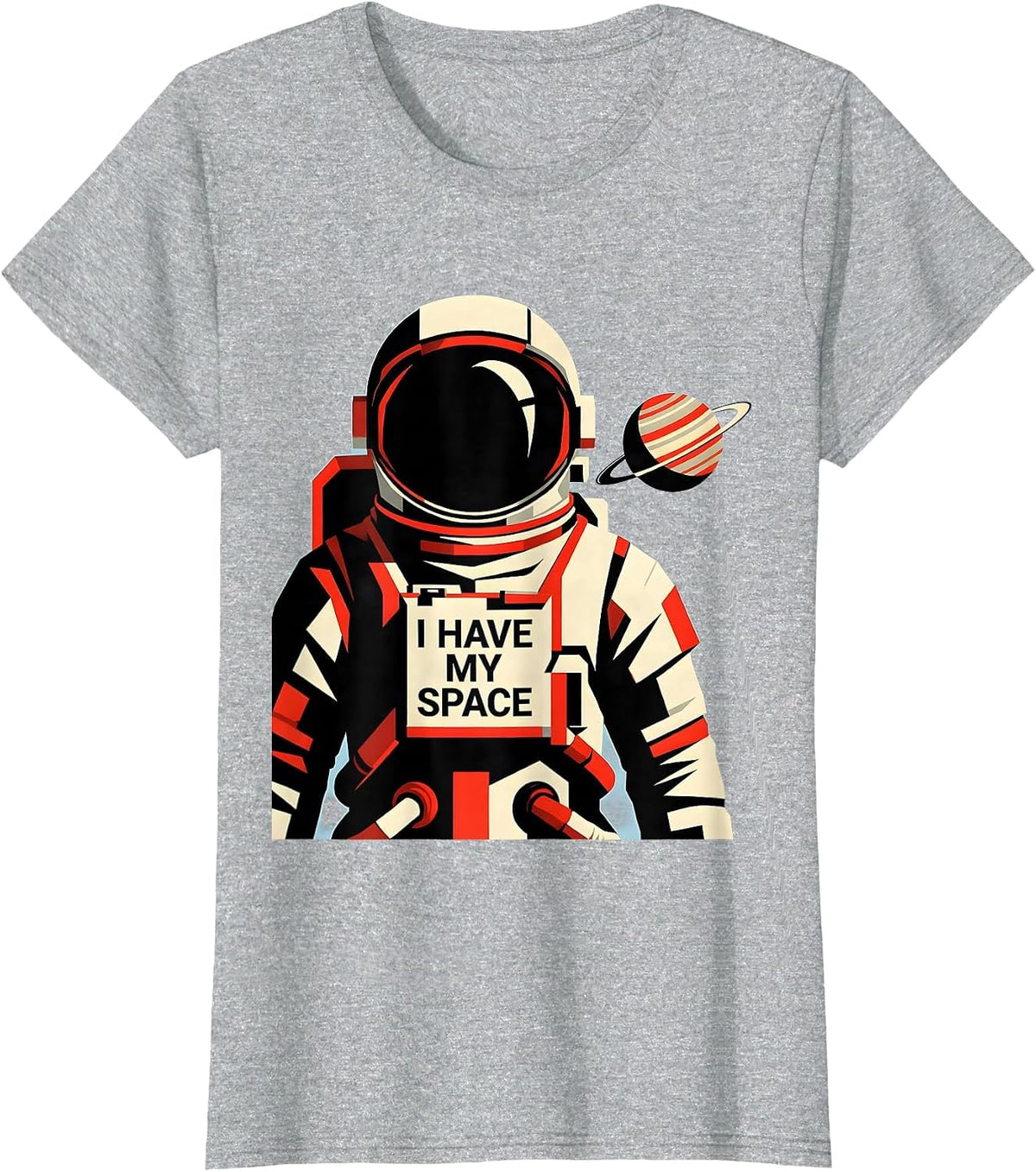 I Have My Space Geometric Astronaut Humor Science Lover Gift T-Shirt - Heather Grey