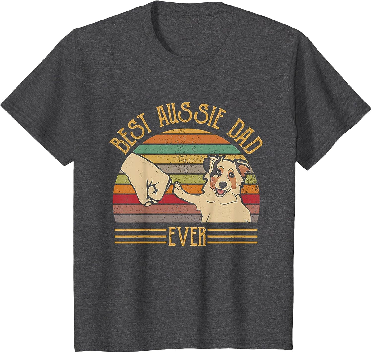 Best Aussie Dad Ever Retro Vintage Sunset T-Shirt - Dark Heather Grey