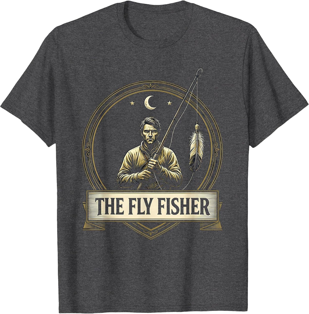 The Fly Fisher Funny Tarot Card Angler Fishing Humor T-Shirt - Dark Heather Grey