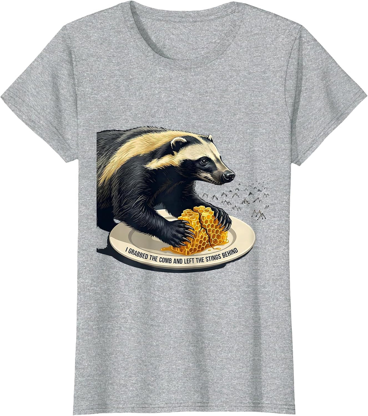I Grabbed The Comb And Left The Stings Behind Funny T-Shirt - Heather Grey