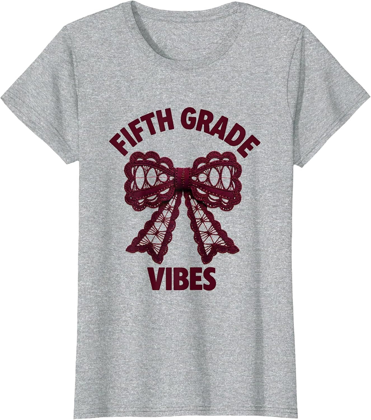 Fifth Grade Vibes Coquette Bow Back to School Fifth Grade T-Shirt - Heather Grey