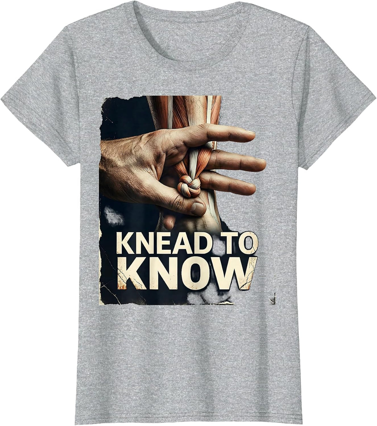 Women's Knead To Know Distressed Massage Therapist Occupational T-Shirt - Heather Grey
