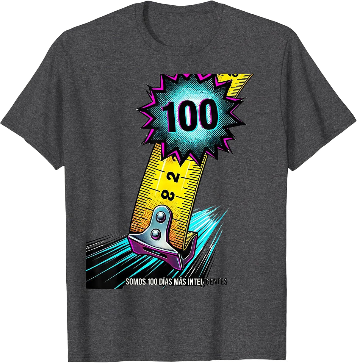 Men's Somos 100 Días Más Inteligentes Spanish Teacher Pop Art T-Shirt - Dark Heather Grey