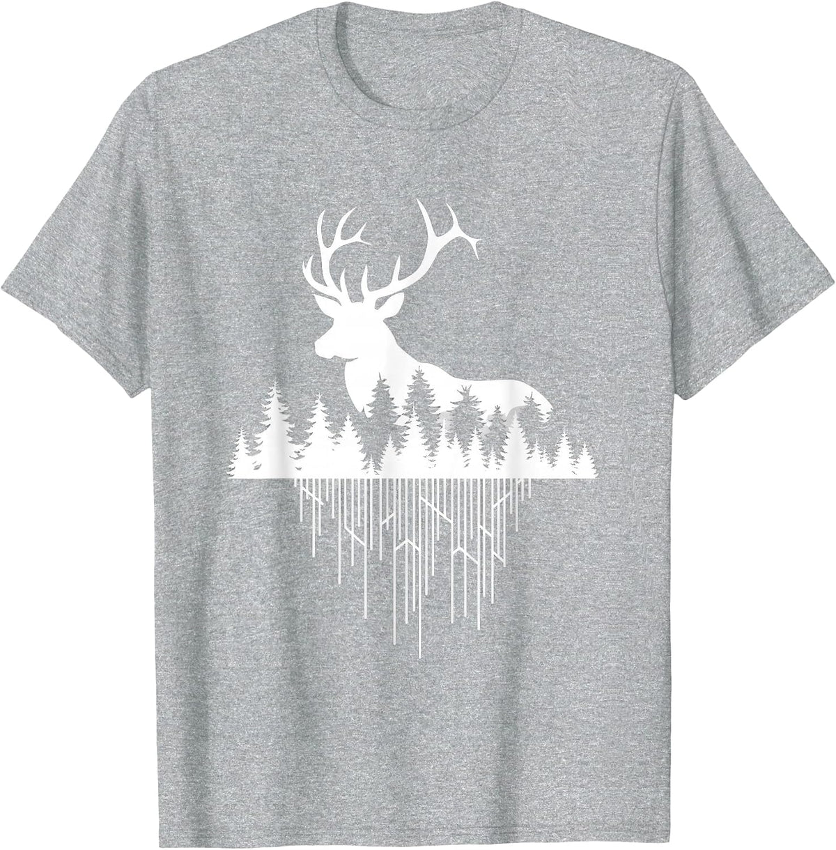Nature Wildlife Forest Artwork Hunting Deer T-Shirt - Heather Grey