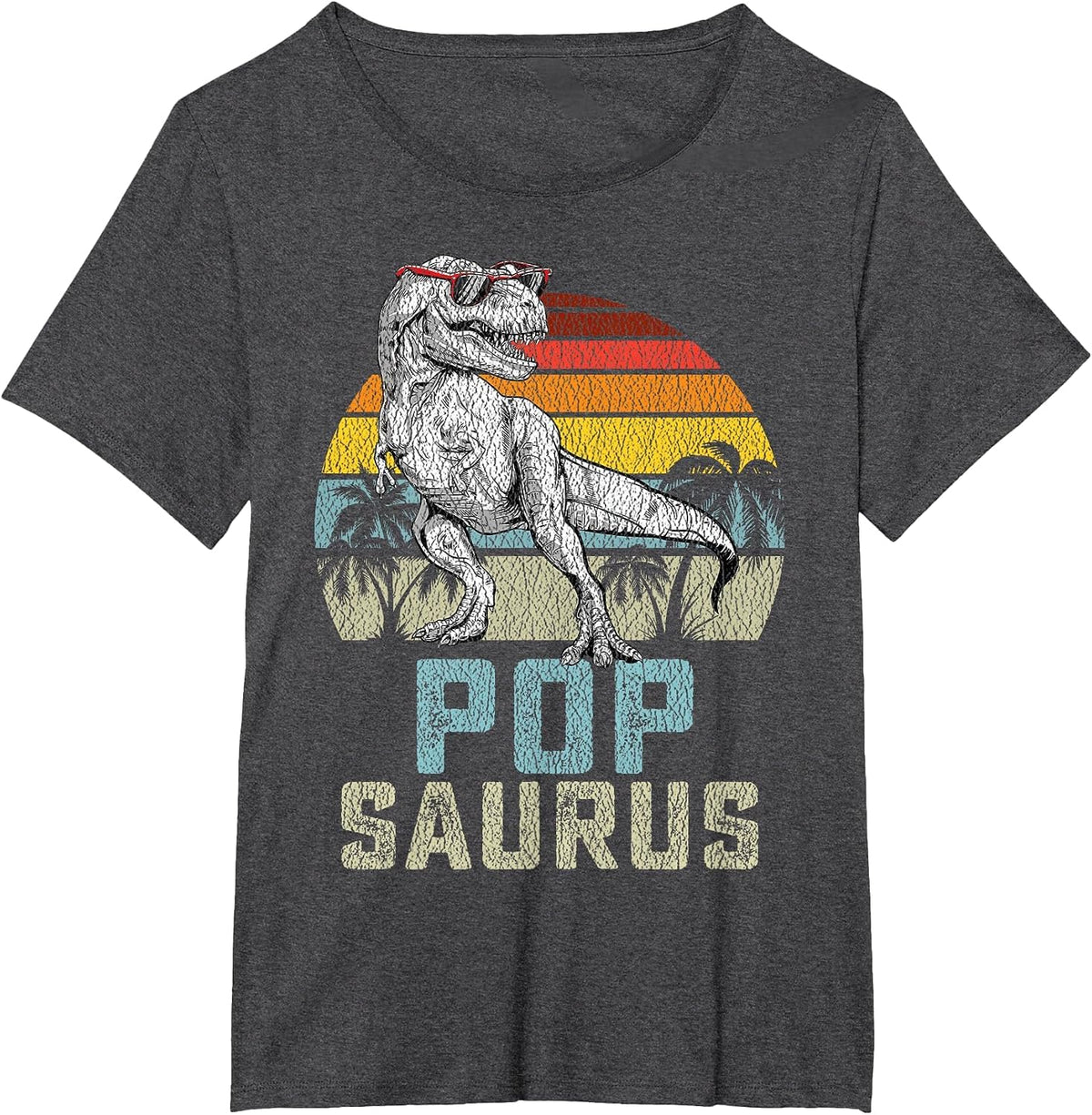 Popsaurus T Rex Dinosaur Pop Saurus Family Matching T-Shirt - Dark Heather Grey