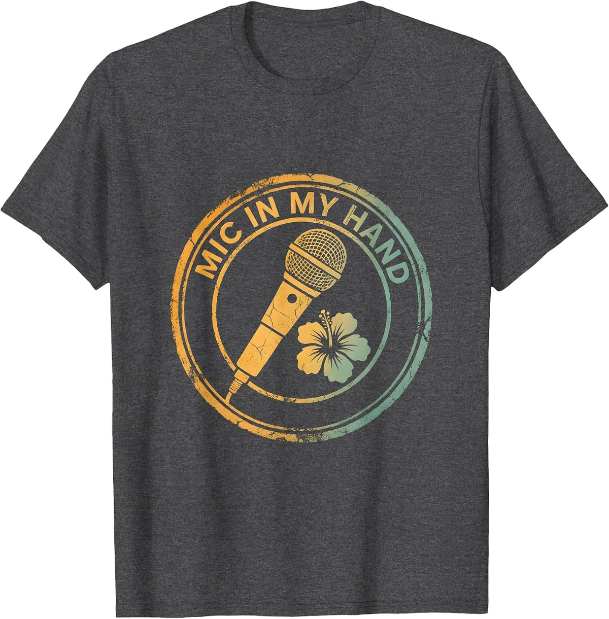 Men's Mic In My Hand Hip Hop Graphic Design T-Shirt - Dark Heather Grey