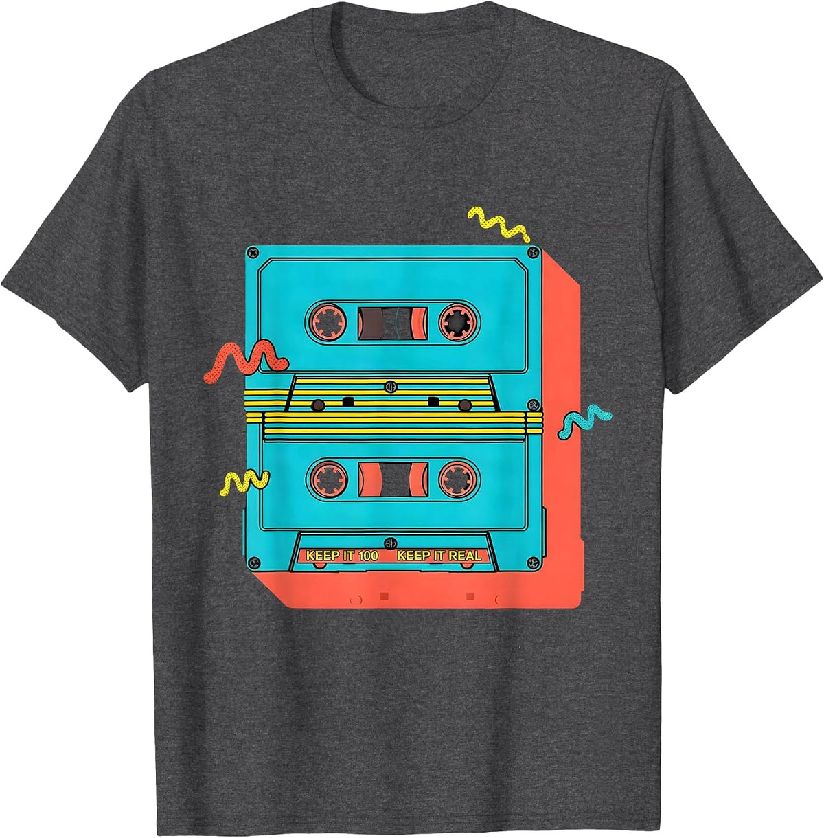 Men's Keep It 100 Keep It Real Memphis Postmodern Hip Hop T-Shirt - Dark Heather Grey